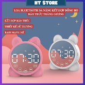 Loa Bluetooth Không Dây Đa Năng Kết Hợp Đồng Hồ Báo Thức Bass Mạnh Mẽ Dễ Thương