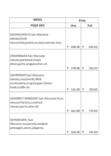 Publiq Premium Italian Cafe menu 