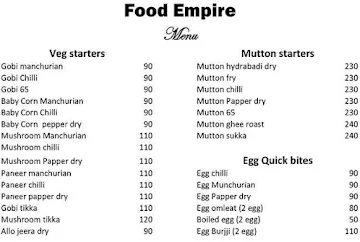 Food Empire menu 
