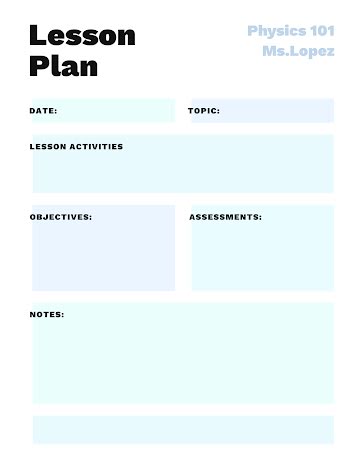 Physics Lesson Plan - Lesson Plan template