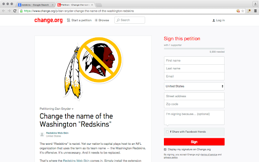 Redskins Web Skin