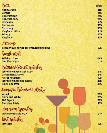 Salt - Indian Restaurant Bar & Grill menu 