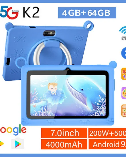 BDF K2 New 5G Kids Tablet 7 Inch Quad Core 4GB RAM 64GB R... - 0