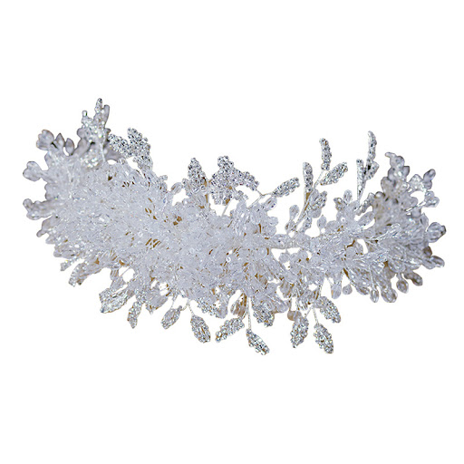 Title 2, Luxury Crown White Crystal Tiara Handmade Headb...