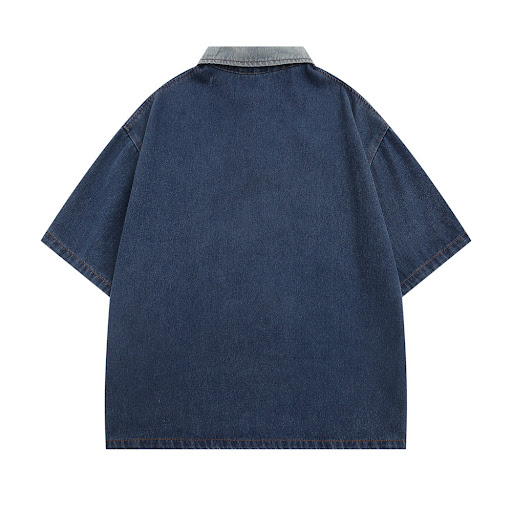 Title 11, Embroidered Denim Loose Short Sleeve for Men an...