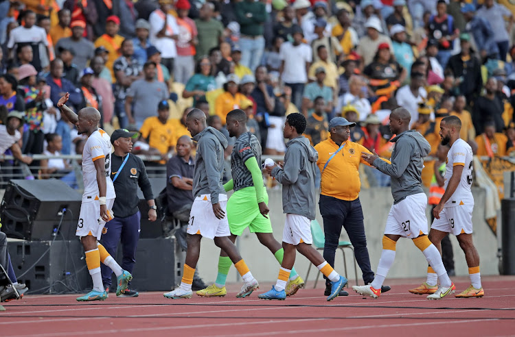 Kaizer Chiefs players dejected after losing during their DStv Premiership match to SuperSport United at Royal Bafokeng Stadium in Rustenburg on May 13 2023.