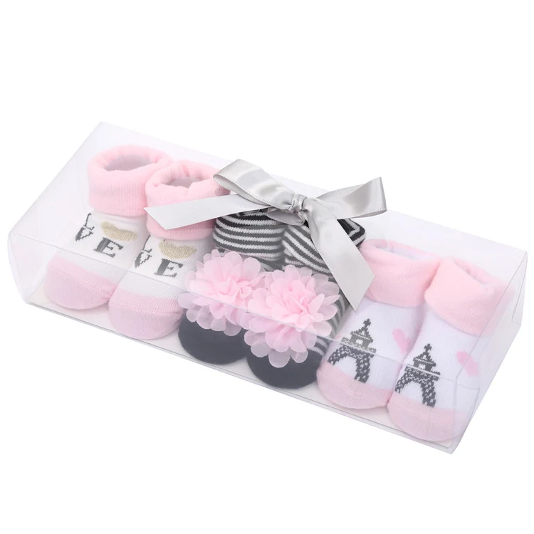 Ensemble de chaussettes pour bébé, joli dessin animé, couleur unie, lettres à pois, nœud rayé