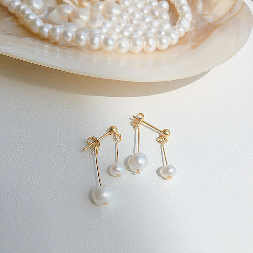Title 8, New S925 Natural Pearl Ear Studs, Simple Temper...