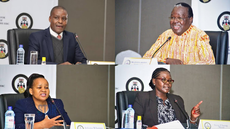 Nominated IEBC commissioners Francis Wanderi, Justus Nyang'aya , Julian Cherera, and Irene Masit during their interviews in Nairobi, August 2021