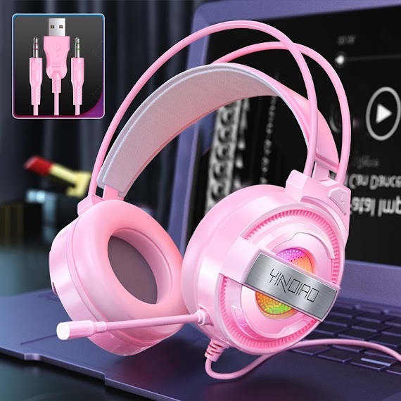 Tai Nghe Chụp Tai Gaming Có Mic Có Dây Máy Tính Chơi Game Thủ Chuyên Dụng Màu Hồng Có Đèn Led Nhiều Màu Gameming Headphone Co Day Pink Gamming Headset Pc Tai Nge Cute Nữ Trẻ Em Vi Tinh Cho Điện Thoại Tay