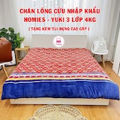 Chăn Lông Cừu Chính Hãng Homies Yuki 3 Lớp - Đại Hàn Siêu Ấm Nặng 4Kg Size 2M X 2M3 ( Tặng Kèm Túi Đựng Chăn Cao Cấp )