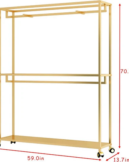 Large Wardrobe Closet Home Furniture Gold Garment Rack fo... - 1