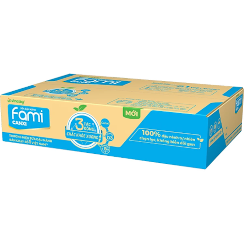 Thùng sữa đậu nành Fami Canxi Nguyên vị (200ml x 36 hộp)
