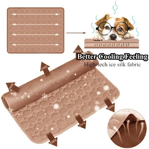55x70cmPet Ice Silk Pad Dog Cat Pad Cool Pad Cooling Supplies Large and Small Pet Pad Machine Washable Summer Breathable