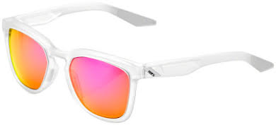 100% Hudson Sunglasses: Matte Translucent Crystal Clear Frame with Purple Multilayer Mirror Lens