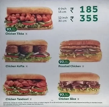 Subway menu 