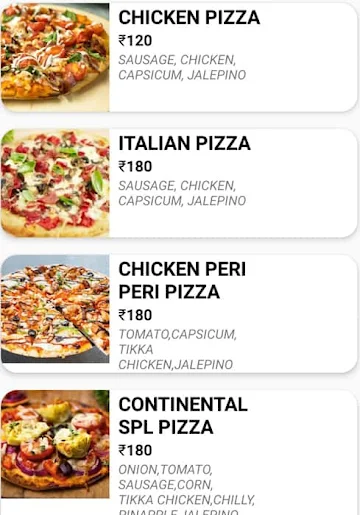 Zafi Pizza Hub menu 