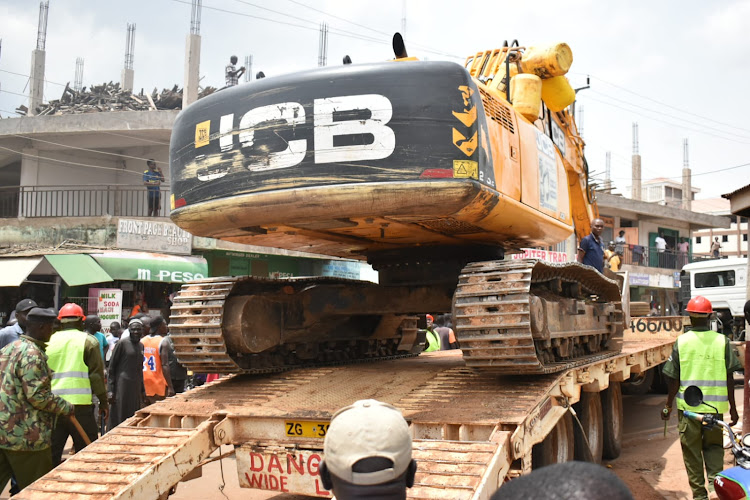 The ongoing demolition in Bungoma town.