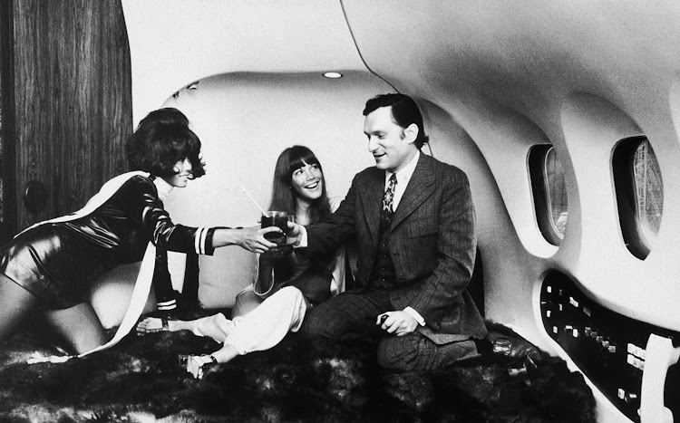 Hugh Hefner and Playboy bunnies onboard the Big Bunny.