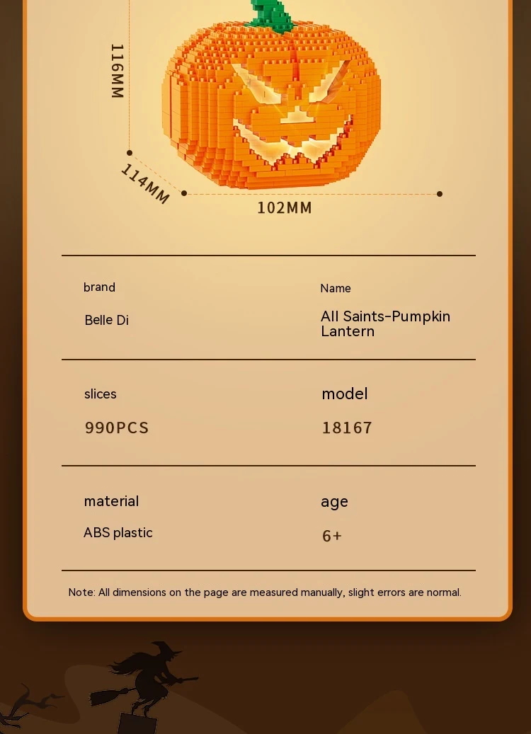 Title 1, Halloween pompoen lamp Bouwstenen decoratie Mic...