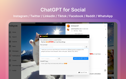 ChatFox - OpenAI ChatGPT para sa Instagram at Twitter at LinkedIn