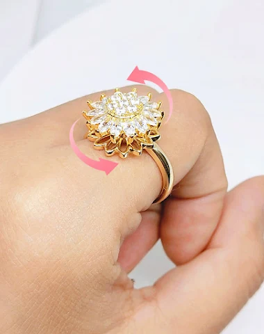 Rotating SUNFLOWER Full Diamond Rin - 3