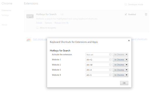 Hotkeys for Search