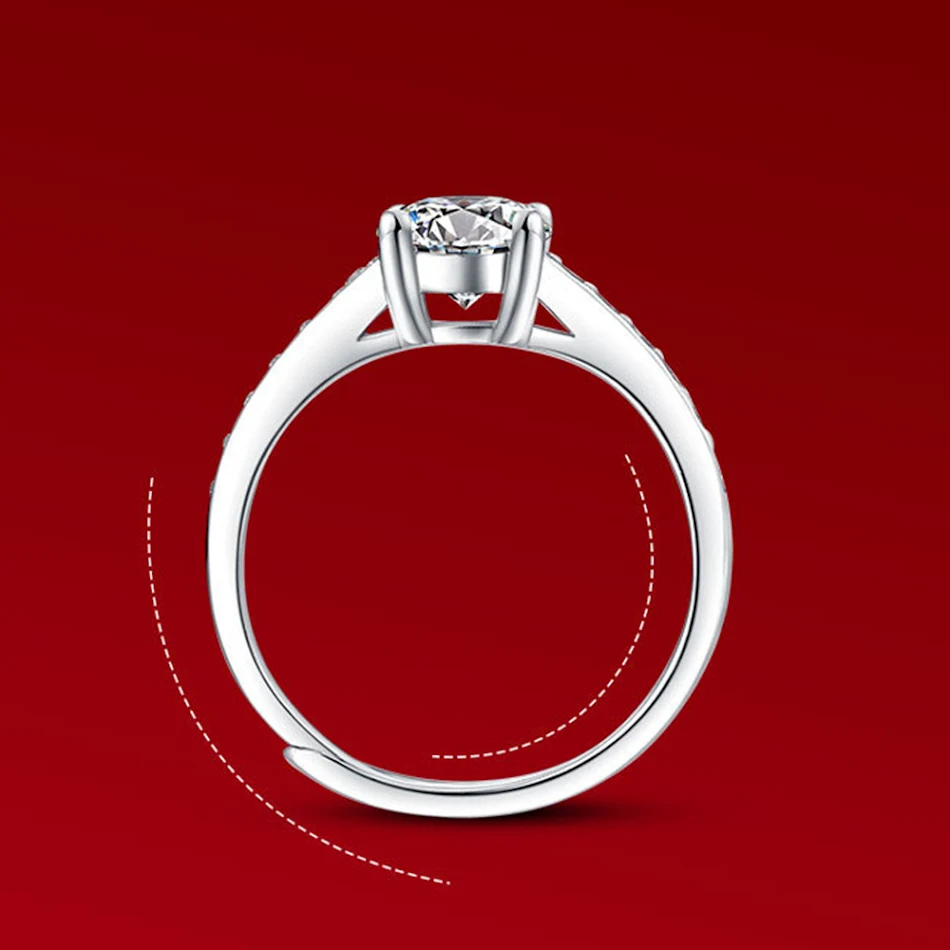 Bague en argent S925 1 carat Moissanite. Bague tendance, simple et élégante en argent, ornée de moissanite. Un bijou raffiné.