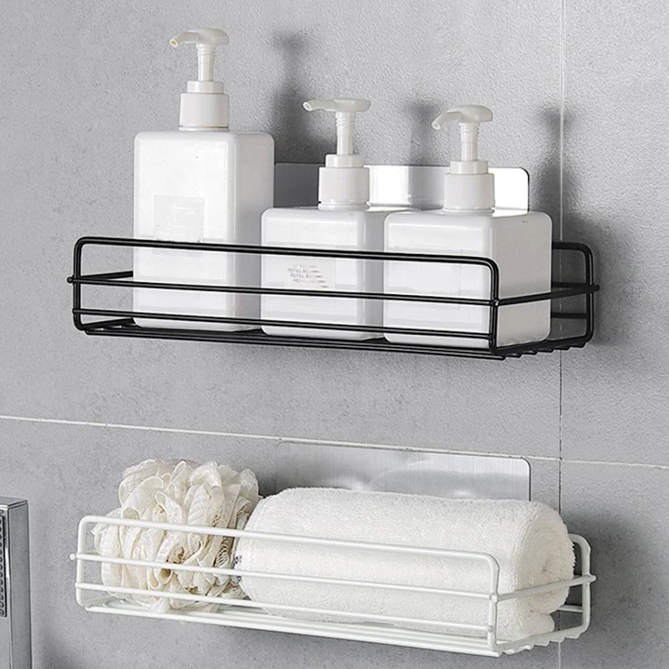Prateleira de banheiro sem furos Otimize seu espaço com organização flutuante. Fácil instalação e armazenamento eficiente para seu banho ou lavabo.