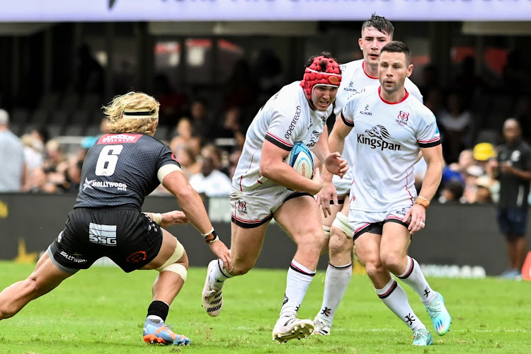 Tom Stewart of Ulster during the United Rugby Championship match against the Sharks at Kings Park on February 25, 2023a.