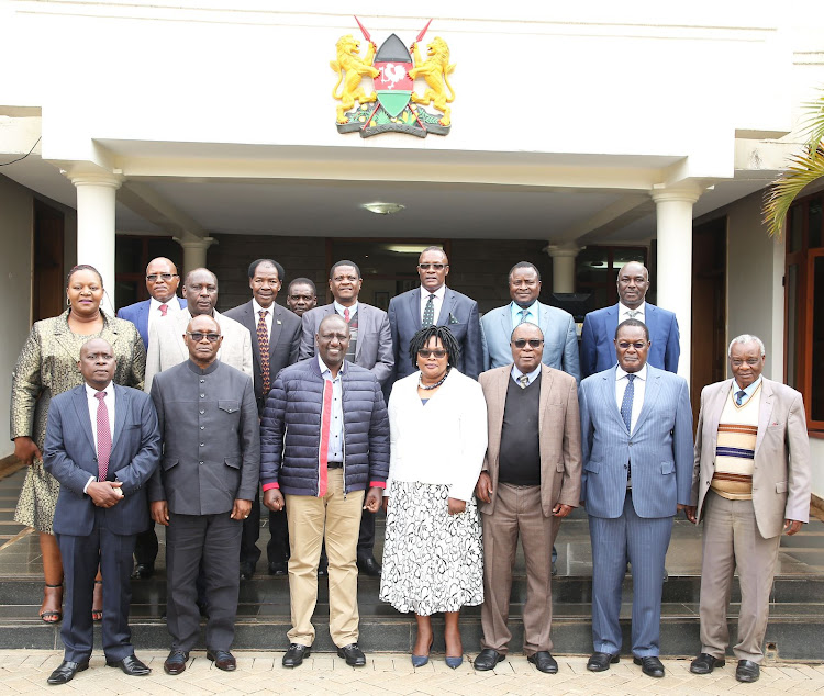 President-elect William Ruto with a section of Kisii leaders led by former Kisii governor James Ongwae at his Karen residence on Friday, September 9, 2022.