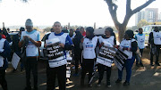 Marchers at the 100 Men March in Pretoria on July 10, 2018.