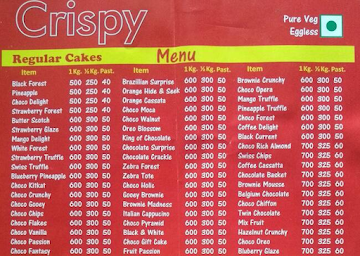 Crispy Cake menu 