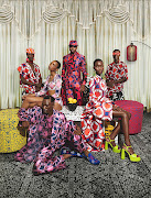 Mzukisi Mbana and his models showcasing Imprint ZA textiles in his lookbook. 