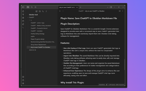 Save ChatGPT to Obsidian markdown file