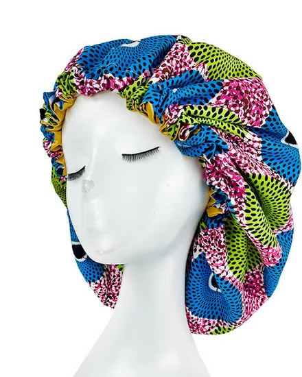 New Big Print Ankara Women Satin Bonnet Head Cover Silky ... - 0