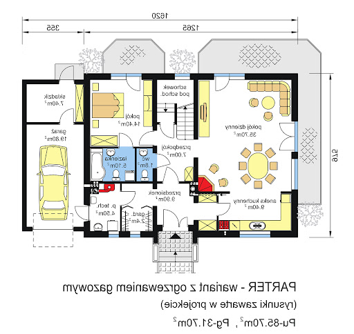 BW-24 z garażem - Rzut parteru - propozycja adaptacji - ogrzewanie gazowe