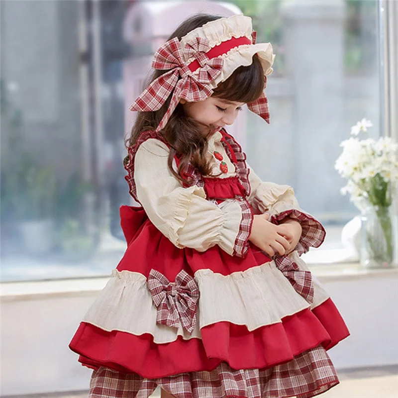 Robe Palais Rétro Enfants Manches Longues Élégance Vintage pour Petites Filles Confortable et Chic Idéale pour Cérémonies et Sorties Habillées