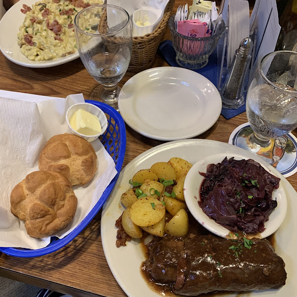 Beef Rouladen with red cabbage and potatoes-all gf meals come wirh gluten free bread