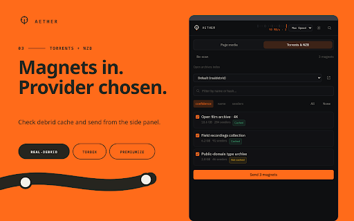 Aether — Download Manager for Chrome | HLS Video, Torrents & Debrid screenshot 3