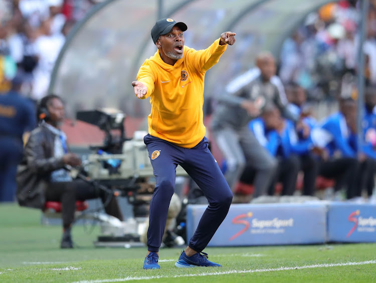 Kaizer Chiefs coach Arthur Zwane reacts during the DStv Premiership Soweto derby againt Orlando Pirates at FNB Stadium in Johannesburg on October 29 2022