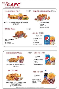 AFC American Fried Chicken menu 2