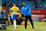 Pitso Mosimane and Gaston Sirino during the Absa Premiership match between Mamelodi Sundowns and Cape Town City FC at Loftus Versfeld Stadium on February 27, 2019 in Pretoria, South Africa. 