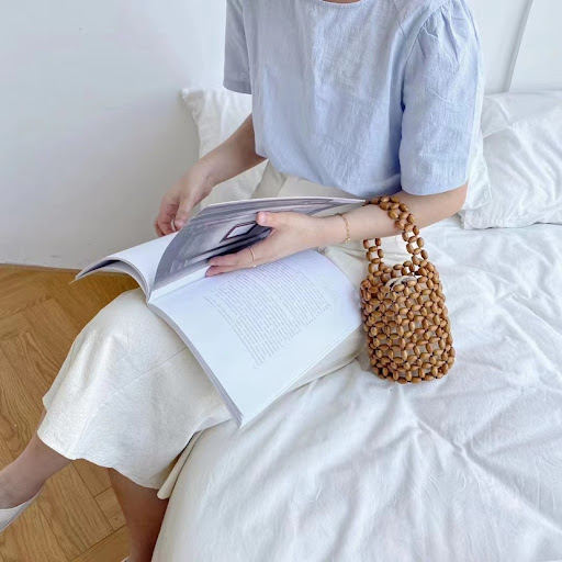 Title 8, Womens Vintage Versatile Wooden Bead Woven Hol...