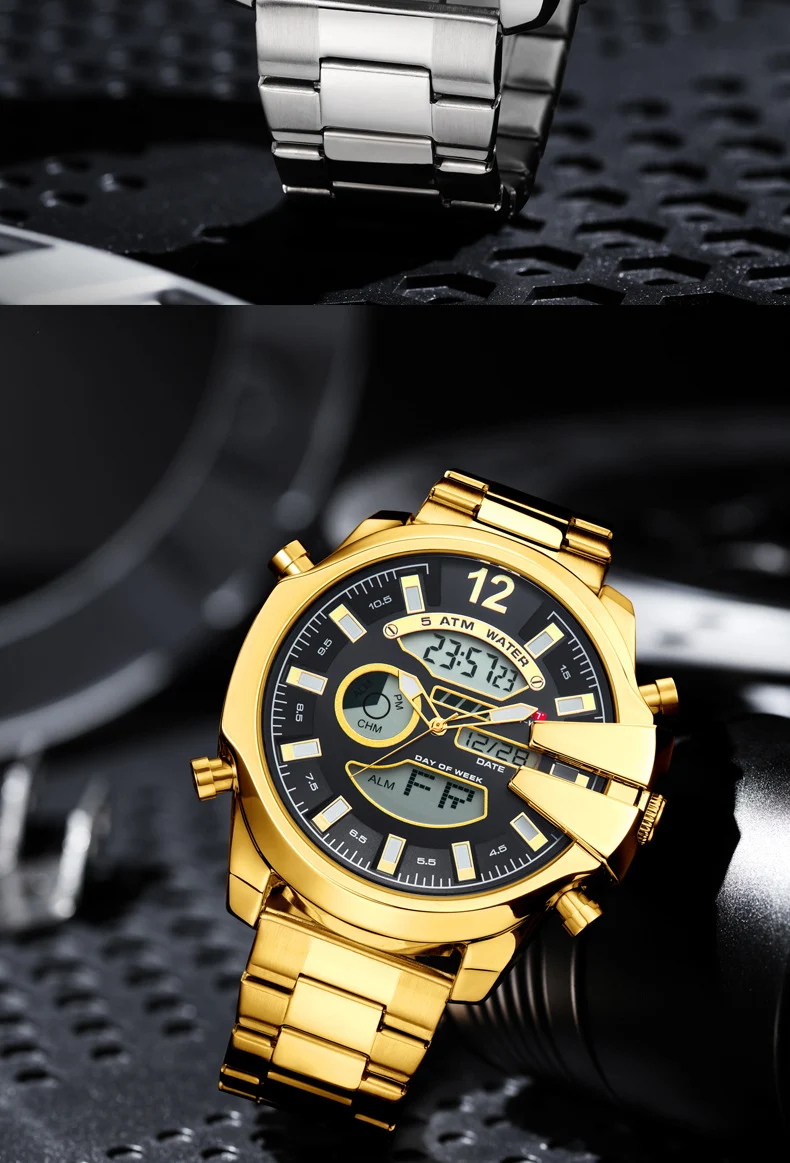 Title 4, Nieuwe Heren Sport Horloge LED Dubbel Display S...