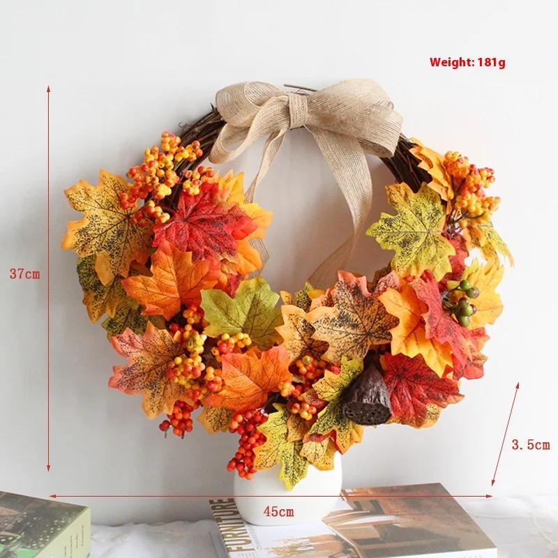 Ahornblattgirlande Türschmuck Herbstfarben Serie Rebe Ring Wand Home Dekoration Ornament für festliche Stimmung