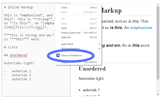 Paste as Markdown