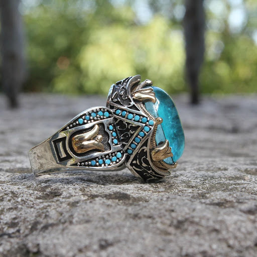 Title 4, Carved Blue Gemstone Ring in Two Colors – An el...