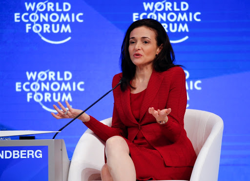 Sheryl Sandberg addresses a World Economic Forum session.