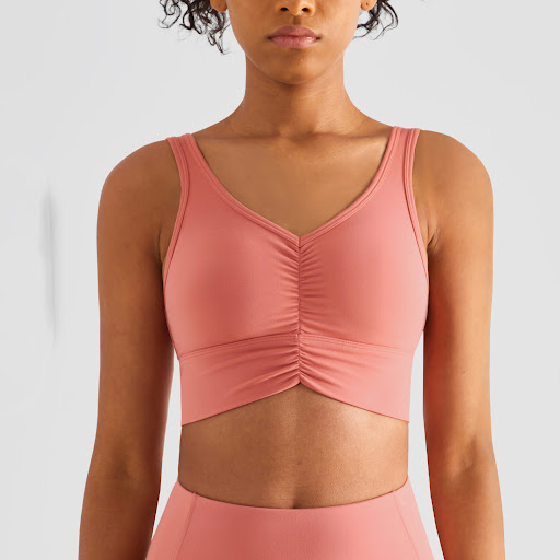 Title 6, Nude Folds Gather Sports Belt Yoga Bra with Che...